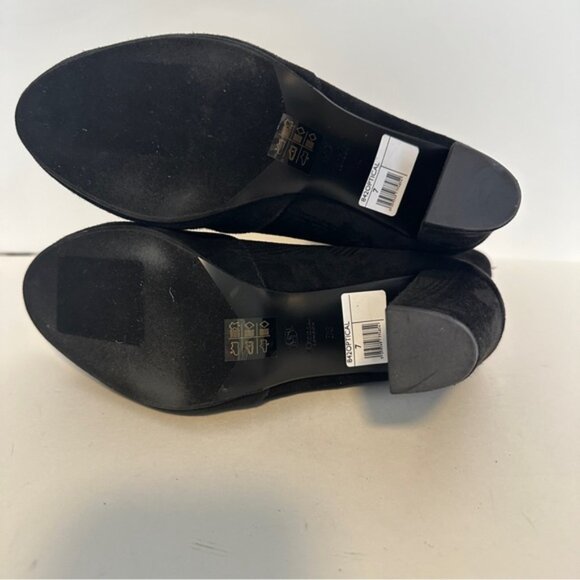 NEW Dune London Opticals Black Suede High Heels Stretch Women's Ankle Bootie S 7 - Picture 11 of 11